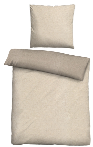 Biberna Melange- Flanell Bettwäsche 'Uni' 135 x 200 cm Natur - Beige